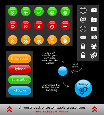 Set of customizable web buttons and iconsのイラスト素材