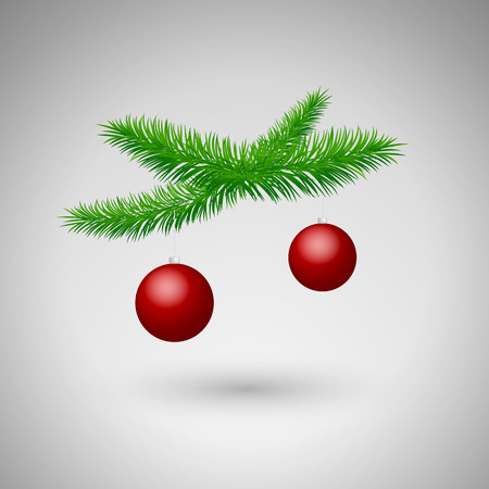 Illustration of Christmas decoration - branch with baublesのイラスト素材
