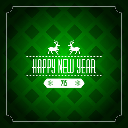 Happy new year 2015 greeting card template - green patternのイラスト素材