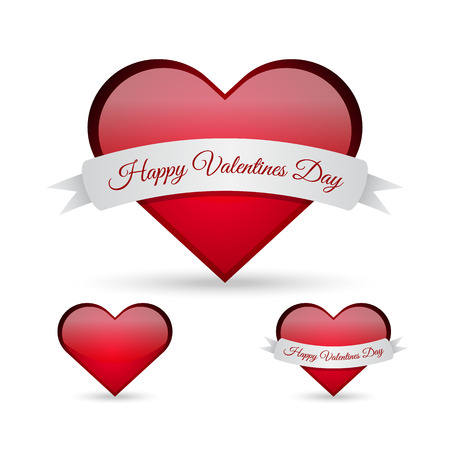Happy Valentines Day - ribbon sign over heart illustrationのイラスト素材
