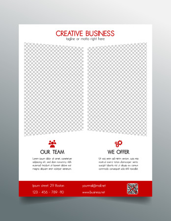 Creative business flyer template - red sleek simple modern designのイラスト素材