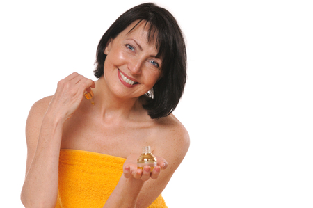 mature woman doing rejuvenation spa procedureの写真素材