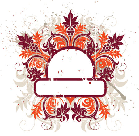 Grunge floral frameのイラスト素材