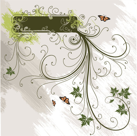 Decorative banner on a grunge floral backgroundのイラスト素材