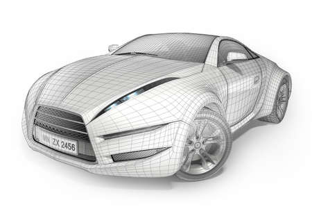 Wireframe car. Original car design.の写真素材