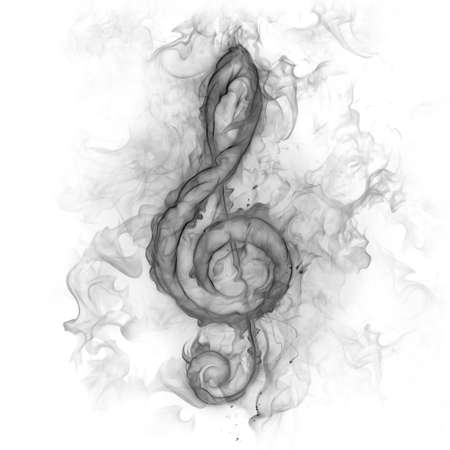 Treble clef - smokeの写真素材
