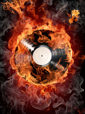 Burning recordsの写真素材