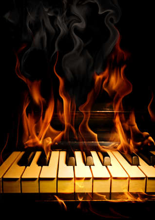 Burning pianoの写真素材