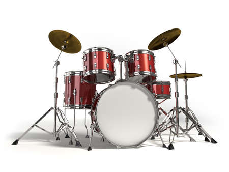 Drum kit isolated on white backgroundの写真素材