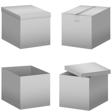 Cardboard boxes isolated on whiteのイラスト素材