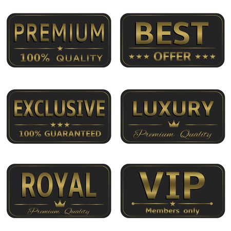 Vector golden royal luxury premium vip exclusive banner card label setのイラスト素材