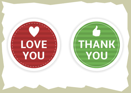 Love you and thank you stickersのイラスト素材