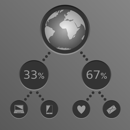 Vector icons for web design, website and mobile applications. Button set on the grey background. Internet infographic concept. World map technology scheme. Connection diagram.のイラスト素材