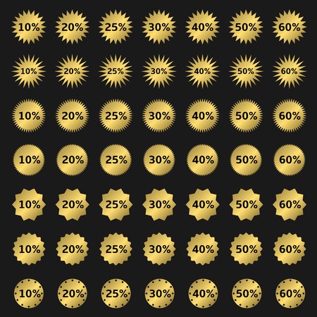 Golden Price icon set on the black background. Vector illustrationのイラスト素材