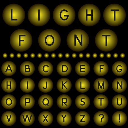 Yellow light balls with alphabet letters. Vector illustrationのイラスト素材
