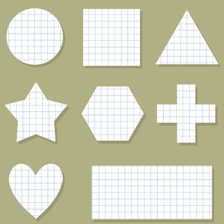Paper Notice sticker set. Heart star round triangle square rectangle shapesのイラスト素材