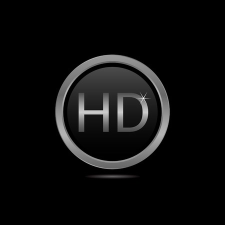 Glass HD icon with silver frame, technology conceptのイラスト素材