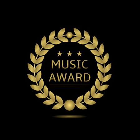 Music award icon. Golden laurel wreath, Vector illustrationのイラスト素材