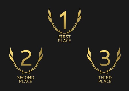 Golden award set. First, second and third place iconsのイラスト素材