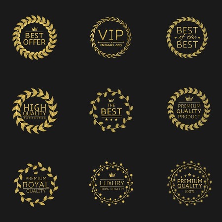 Golden label set. Best offer High quality Premium Royal Luxury VIPのイラスト素材