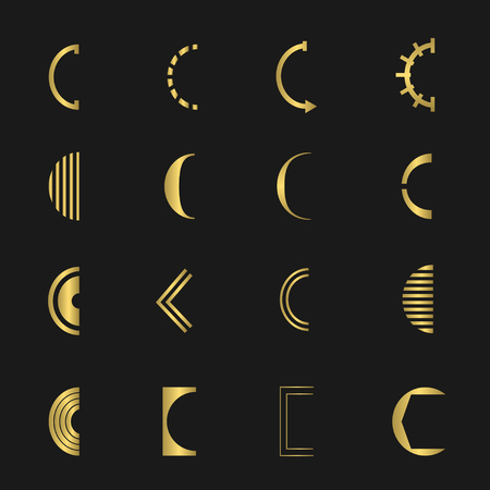 Golden letter C business icon set. Vector illustrationのイラスト素材