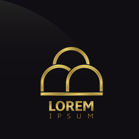 Golden Building company logo, abstract symbol. Vector illustrationのイラスト素材