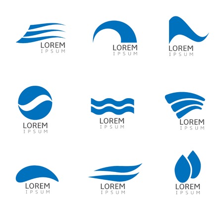 Abstract Blue Water drop logo icon set. Vector illustrationのイラスト素材
