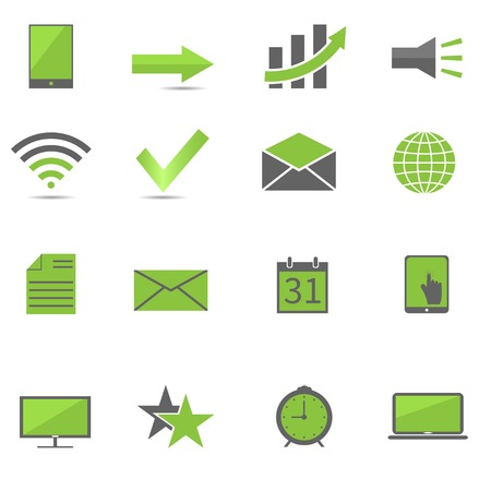 Green web icon set, technology concept. Vector illustrationのイラスト素材