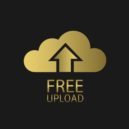 Golden free upload golden cloud symbol. Vector illustrationのイラスト素材