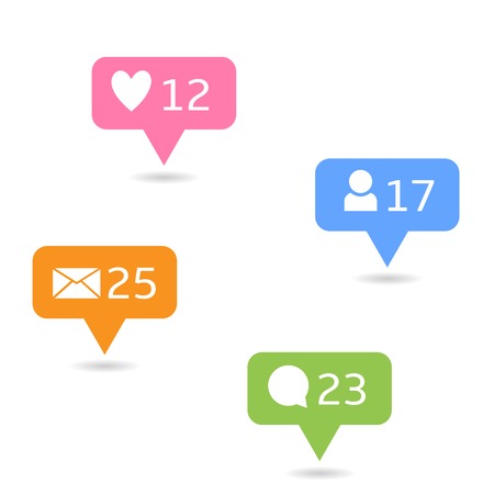 Social network icon set. Message like heart friend comment symbolsのイラスト素材