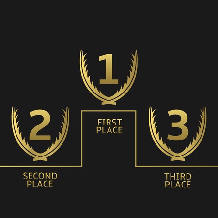 First, second and third place icons. Golden award symbol setのイラスト素材