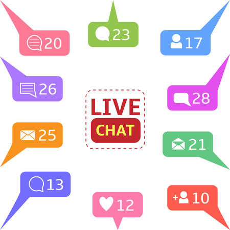 Live Chat. Colorful Social Media icon setのイラスト素材