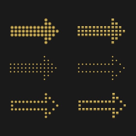 Golden Arrow sign set. Web internet design elementsのイラスト素材