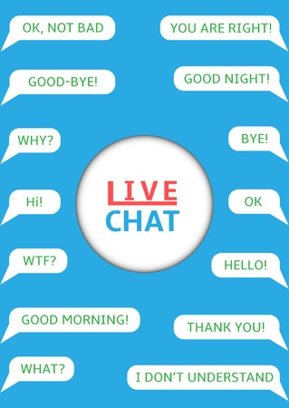 Live chat logo. Speech bubble set, Vector illustrationのイラスト素材