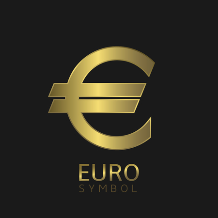 Golden EURO sign. Money symbol of European Unit. Vector illustrationのイラスト素材