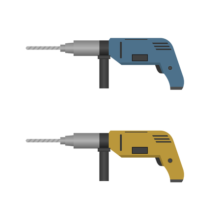 Vector illustration of Electric hand drill setのイラスト素材