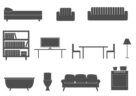 Set of furniture silhouette icon. Vector illustrationのイラスト素材