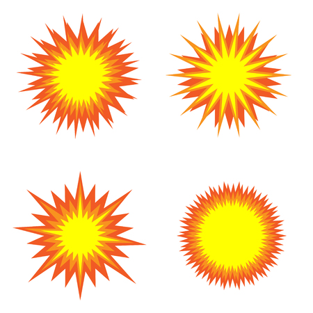 Explosion icon set. Fire symbols, Vector illustrationのイラスト素材