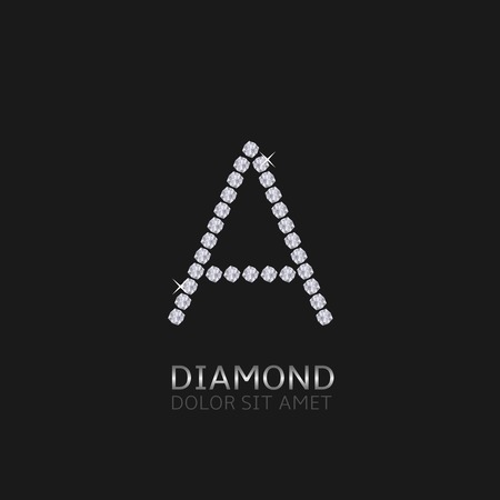 Letter A with gemstones. Luxury Diamond alphabet, Vector illustrationのイラスト素材
