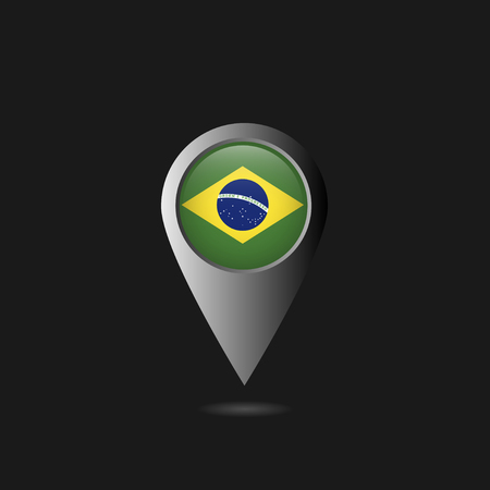 Map pointer Flag of Brazil on black background, Vector illustrationのイラスト素材