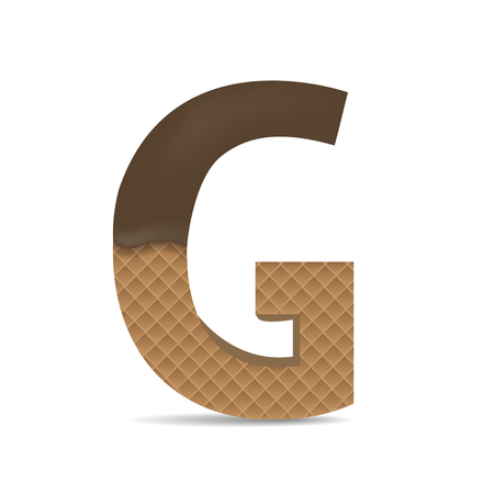 Wafer G letter with Melted Milk Chocolate. Vector illustrationのイラスト素材