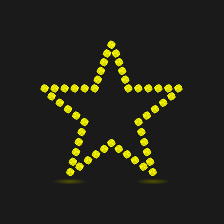 Violent yellow luxury star on black background. Vector illustrationのイラスト素材