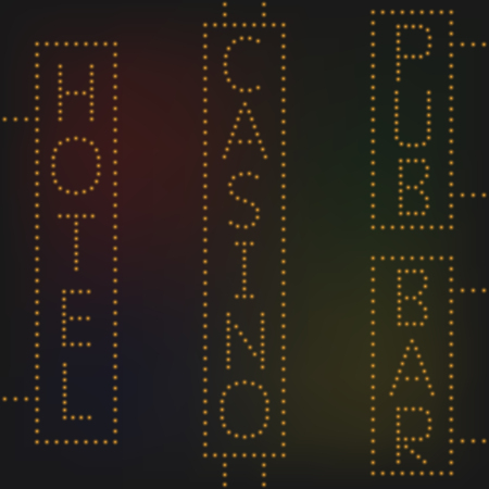 Yellow night neon lights signs banners Casino Pub Hotel Barのイラスト素材