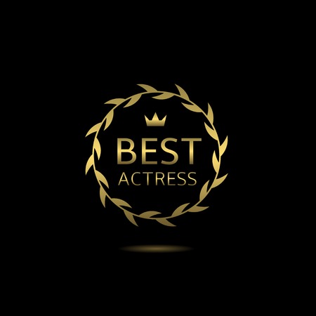 Best actress award, golden laurel wreath badgeのイラスト素材