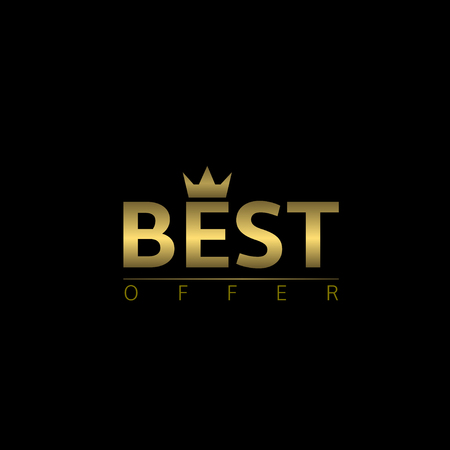 Best offer golden business with crown. Vector illustrationのイラスト素材