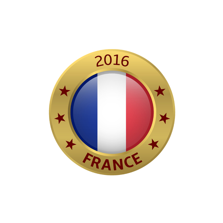 Golden France 2016 label. France flag. Vector illustration. Golden awardのイラスト素材