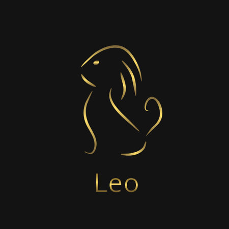 Leo Zodiac sign. Leo abstract symbol. Leo golden icon. Lion symbol. Lion golden icon. Lion signのイラスト素材