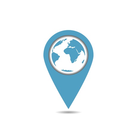 Blue world map pointer. Earth shape. Abstract world map. Vector illustrationのイラスト素材