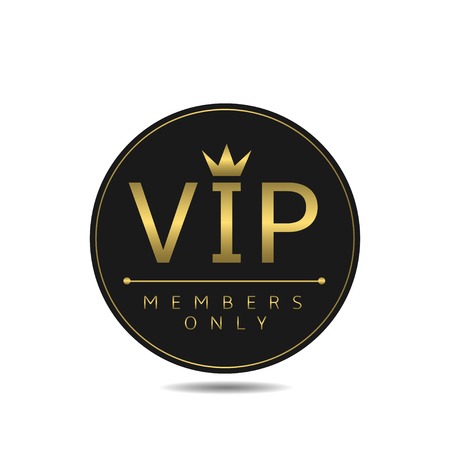 Vip card. Members only. Black round card with golden text. Luxury glamour conceptのイラスト素材