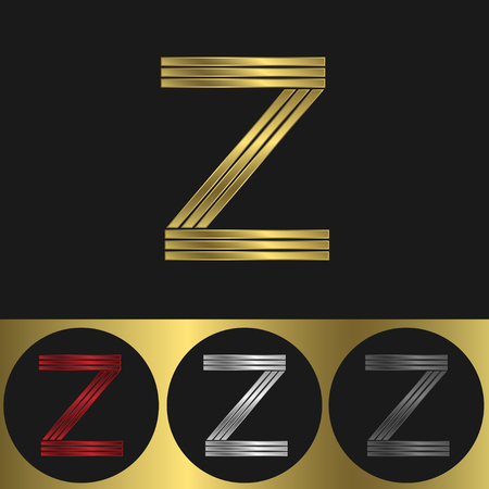 Metal business emblem. Golden silver red and black colorsのイラスト素材